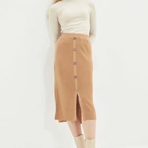 Button Detailed Knitwear Skirt - Midi Skirts 13