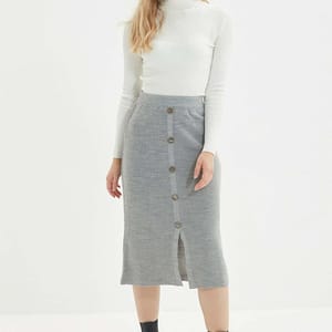 Button Detailed Knitwear Skirt Button Detailed Knitwear Skirt - Midi Skirts 34