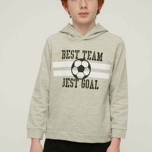 Grey Printed Hoodie Boy Knitted Slim Sweatshirt - Sweatshirts 63