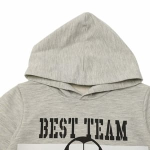 Grey Printed Hoodie Boy Knitted Slim Sweatshirt - Sweatshirts 67