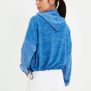 Blue Crew Neck Hoodies Knitted Women's Sweatshirt - Sweatshirts 24