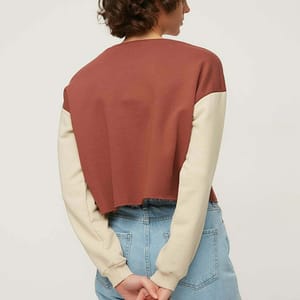 Brown Crew Neck Knitted Long Sleeve Women's Sweatshirt - Sweatshirts 24