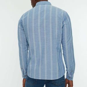 Striped Slim Fit Men's Shirt - Long Sleeves Shirts 48