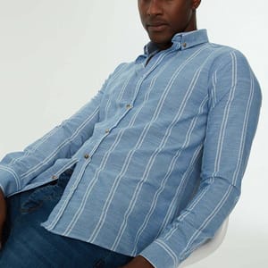 Striped Slim Fit Men's Shirt - Long Sleeves Shirts 46