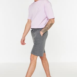 Drawstring Shorts Grey Trendyol - Men's Sweat Shorts 52