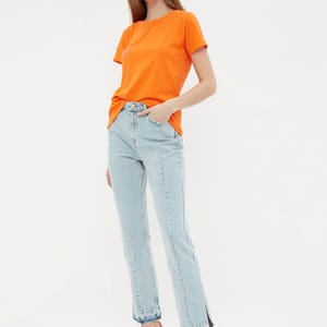 Light Slit Stitch Detail High Waist Bootcut Jeans - Straight Jeans 22