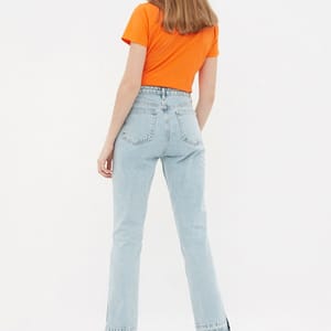 Light Slit Stitch Detail High Waist Bootcut Jeans - Straight Jeans 24
