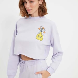 Cropped Crew Neck Front Print Graphic Women's Sweatshirt - Sweatshirts 51