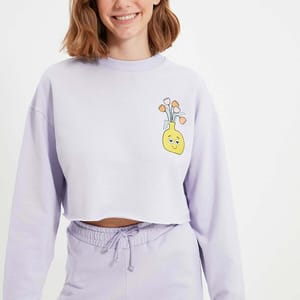 Cropped Crew Neck Front Print Graphic Women's Sweatshirt - Sweatshirts 52