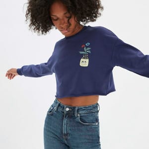 Cropped Crew Neck Front Print Graphic Women's Sweatshirt - Sweatshirts 29