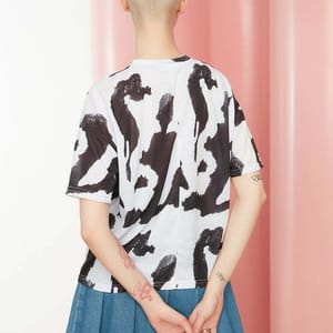 Two Tone Black And White Crew Neck Knitted Women's T-Shirt - Casual T-Shirt 24