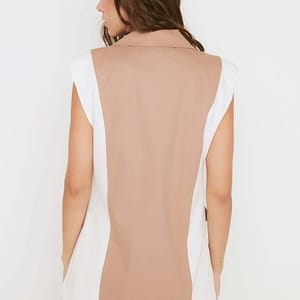 Colorblock Double Breasted Vest Coat - Blazers & Coats 37