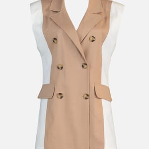 Colorblock Double Breasted Vest Coat - Blazers & Coats 38