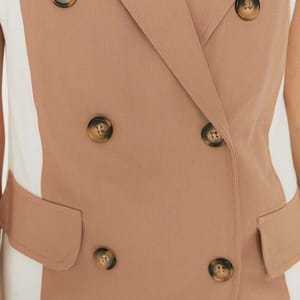 Colorblock Double Breasted Vest Coat - Blazers & Coats 36