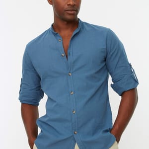 Basic Judge Collar Slim Fit Shirt Trendyol - Men's Long Sleeves Shirts 77