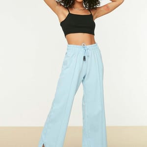 Blue High Waist Flare Women's Sweatpant