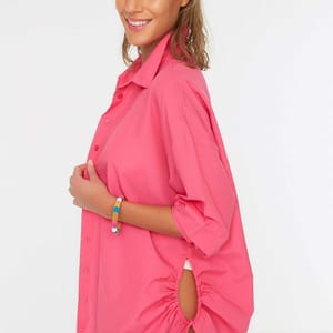 Button Down Oversize Long Sleeve Women's Shirt - Shirts & Blouses 47