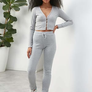 Grey High Waist Women's Trouser