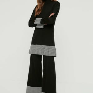 Black Crew Neck Tunic And Flare Pants Women's Set - Co-ord Sets 11
