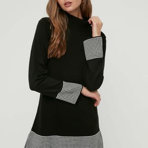 Black Crew Neck Tunic And Flare Pants Women's Set - Co-ord Sets 12