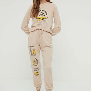 Drawstring Detail Printed Pants Trendyol - Women's Sweatpants 38