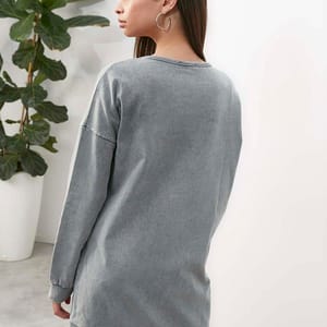 Grey Front Print Crew Neck Grey Graphic Women's Sweatshirt - Sweatshirts 18