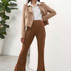 Camel High Waist Flared Women's Trouser