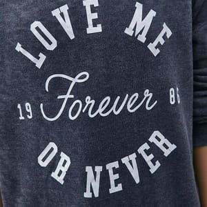 Navy Front Print Crew Neck Graphic Women's Sweatshirt - Sweatshirts 18