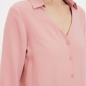 Button Down Rose V Neck Long Sleeve Women's Shirt Trendyol - Women's Shirts & Blouses 39