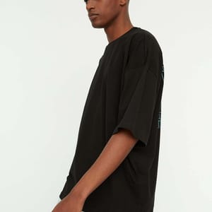 High Tide Back Print Crew Neck Black Men's T-Shirts Trendyol - Men's Short Sleeve T-Shirt 22