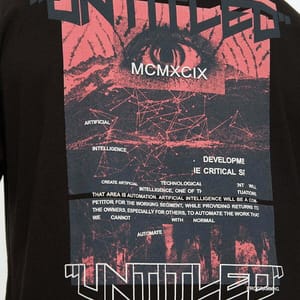 Untitled Back Print Crew Neck Black Men's T-Shirts - Short Sleeve T-Shirt 23