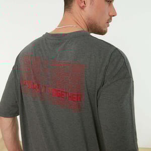 Back Printed Oversize Crew Neck Men's T-Shirt Trendyol - Men's Short Sleeve T-Shirt 48