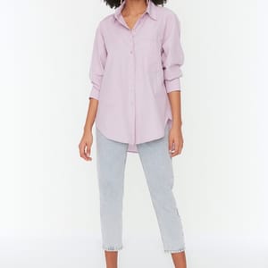 Single Color Oversized Women's Shirt Trendyol - Women's Shirts & Blouses 19
