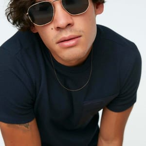 Navy Pocket Detail Crew Neck Men's T-Shirt - Short Sleeve T-Shirt 31