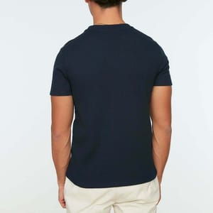Navy Pocket Detail Crew Neck Men's T-Shirt - Short Sleeve T-Shirt 34