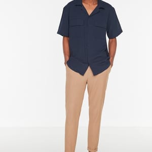 Navy Blue Double Pockets Essential Regular Fit Short Sleeve Men's Shirt Navy Blue Double Pockets Essential Regular Fit Short Sleeve Men's Shirt - Short Sleeves Shirts 23