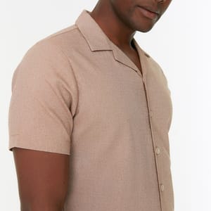 Beige Essential Regular Fit Short Sleeve Men's Shirt Trendyol - Men's Short Sleeves Shirts 23