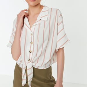 Striped Tie Detail Shirt