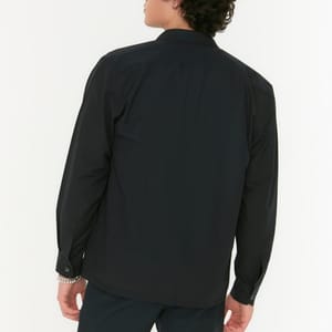 Black Double Pocket Relaxed Fit Men's Shirt - Long Sleeves Shirts 23