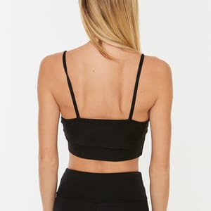 Black V Neck Knitted Sports Women's Bra - Sports Bra 19