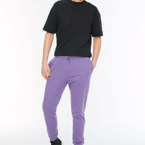 Purple Pocket Print Drawstring Cuffed Men's Sweatpants - Sweatpants 28