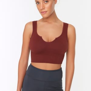 Brown Scoop Neck Knitted Sports Women's Bra - Sports Bra 16