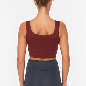 Brown Scoop Neck Knitted Sports Women's Bra - Sports Bra 18
