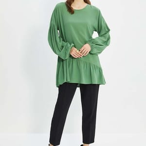 Pleated Knitted Tunic Top