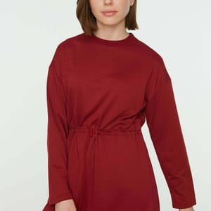Red Crew Neck Tunic And Straight Pants Women's Set Trendyol - Women's Co-ord Sets 2