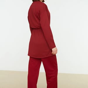 Red Crew Neck Tunic And Straight Pants Women's Set Trendyol - Women's Co-ord Sets 3
