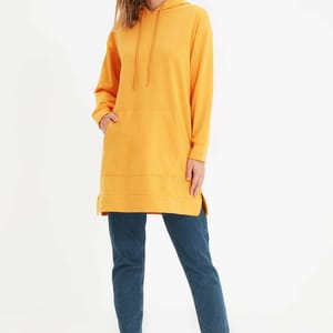 Yellow Tunic Knitted Women's Hoodie - Hoodies 1