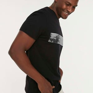 Striped Panel Crew Neck T-Shirt - Short Sleeve T-Shirt 1