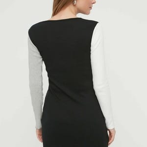 Ribbed Color Block  Slit Bodycon Knitted Dress