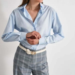 Button Down Three-Quarter Sleeves Women's Shirt - Shirts & Blouses 106